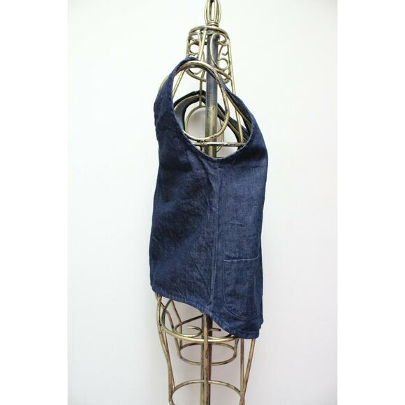 Aliya Wanek Blue Denim Jean Sleeveless High Low Pocket Tank Top Size Small - Picture 3 of 5